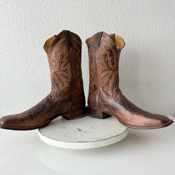 Rod Patrick Mens Cowboy Boots 15.5AAAA Perro Loco Brown Square Toe Western - Picture 8 of 12
